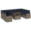 vidaXL Set Divani da Giardino 10 pz con Cuscini Grigio in Polyrattan