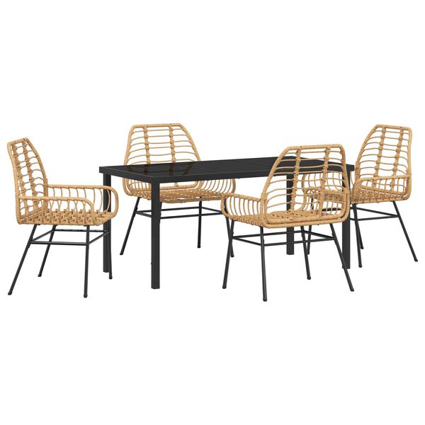 vidaXL Set da Pranzo per Giardino 5 pcs Marrone polyrattan
