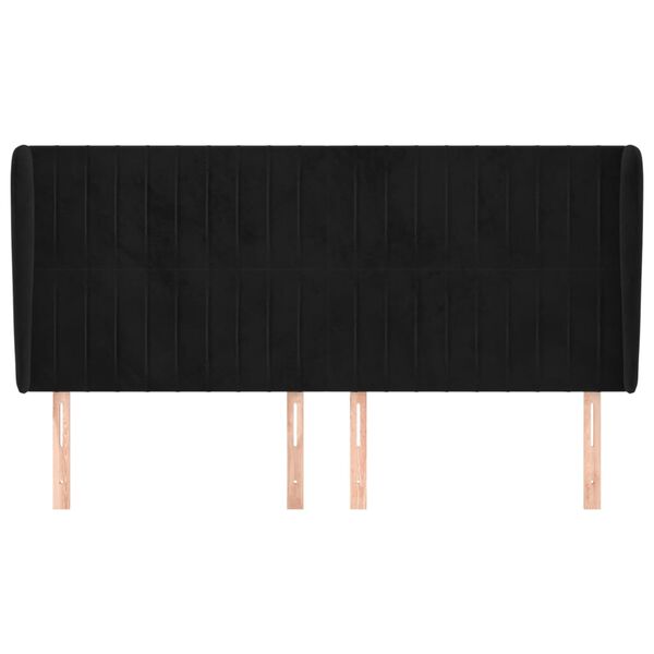 vidaXL Testiera ad Orecchio Nera 203x23x118/128 cm in Velluto