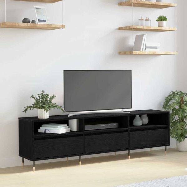 vidaXL Mobile TV Rovere Nero 150 x 30 x 45 cm Legno multistrato