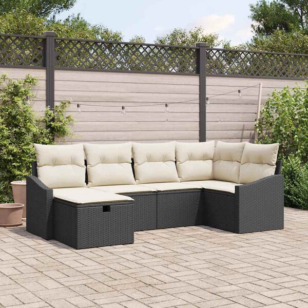 vidaXL Set Divano da Giardino 6 pcs Nero 55 x 62 x 69 cm Poly Rattan