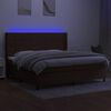 vidaXL Letto a Molle Materasso e LED Marronescuro 200x200cm in Tessuto