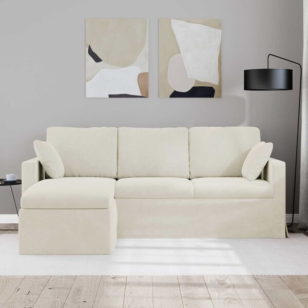 vidaXL Divano Crema 198 x 134 x 80 cm Velluto