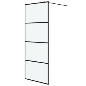 vidaXL Parete Doccia Walk in Nera 80x195 cm Vetro Smerigliato ESG