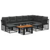 vidaXL Set Divano da Giardino 10 pz Nero e Grigio scuro polyrattan