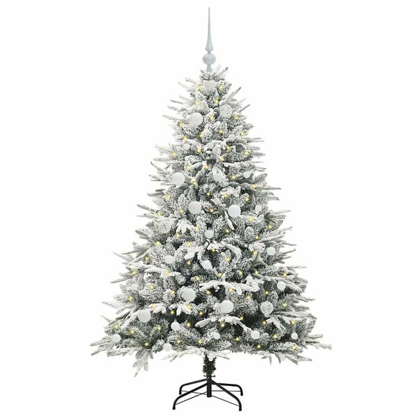 vidaXL Albero di Natale Artificiale Pre-illuminato con Set di Palline