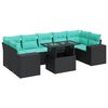 vidaXL Set Divani da Giardino con Cuscini 8 pz Nero Polyrattan Acacia