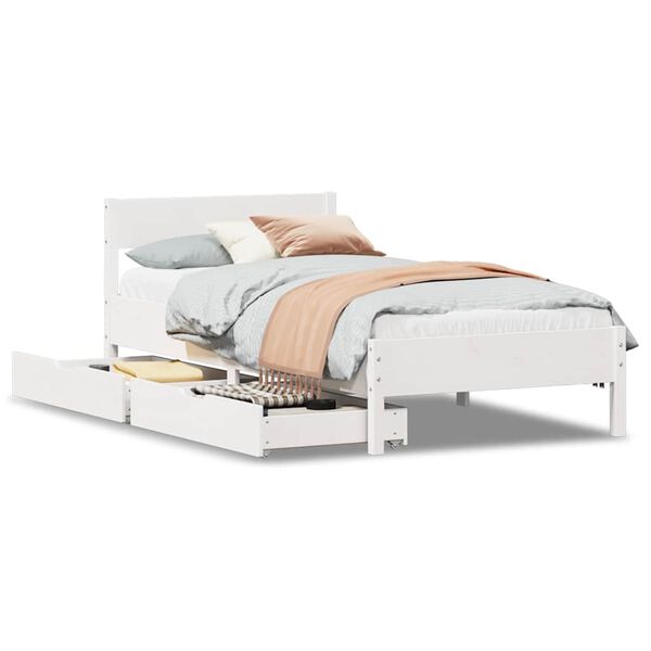 vidaXL Letto senza Materasso Bianco 90x190 cm in Legno Massello Pino
