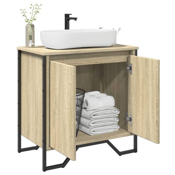 vidaXL Mobile Lavabo Bagno Rovere Sonoma 60x35x60 cm in Truciolato