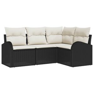 vidaXL Set Divano da Giardino 4 pcs Nero e Bianco polyrattan