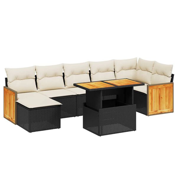 vidaXL Set Divani da Giardino con Cuscini 8 pz Nero in Polyrattan