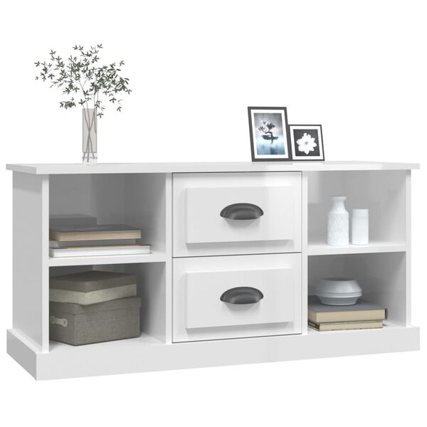 vidaXL Mobile Porta TV Bianco Lucido 99,5x35,5x48 cm Legno Multistrato
