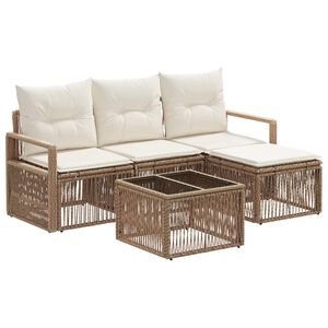 vidaXL Set Divano da Giardino 5 pcs Beige polyrattan
