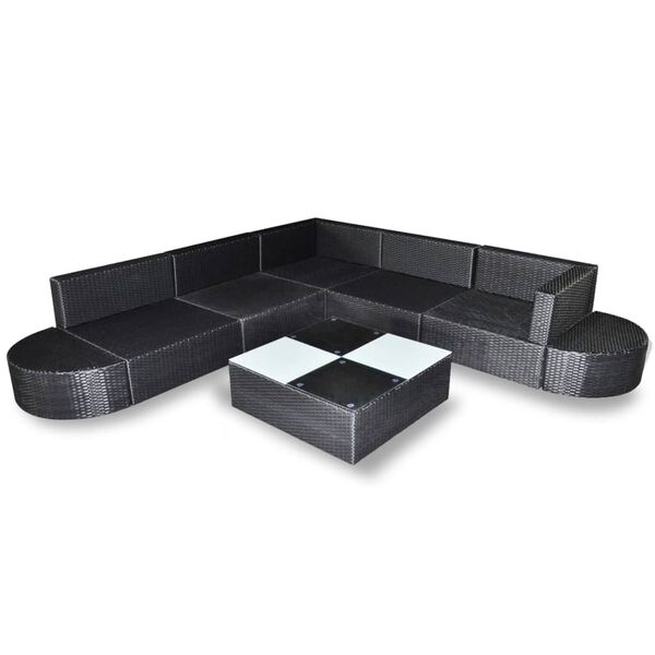 vidaXL Set Mobili da Giardino con Cuscini 8 pz in Polyrattan Nero
