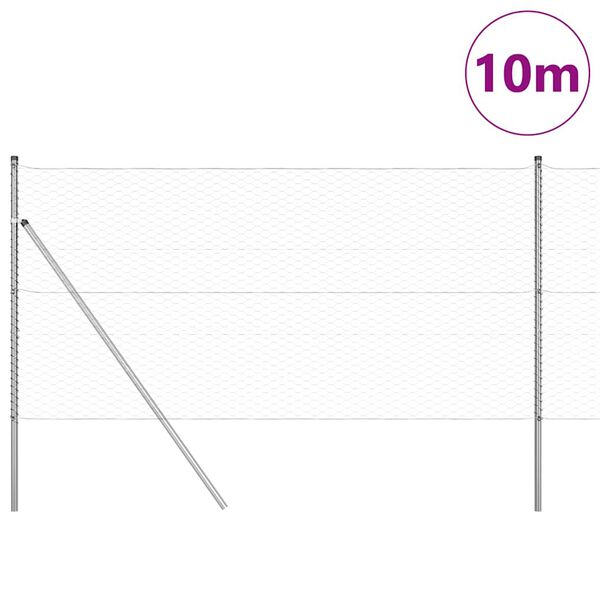 vidaXL Palo della recinzione Argento 10 x 1,4 m (maglia 36 mm) Acciaio