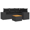 vidaXL Set Divani da Giardino 5 pz con Cuscini in Polyrattan Nero