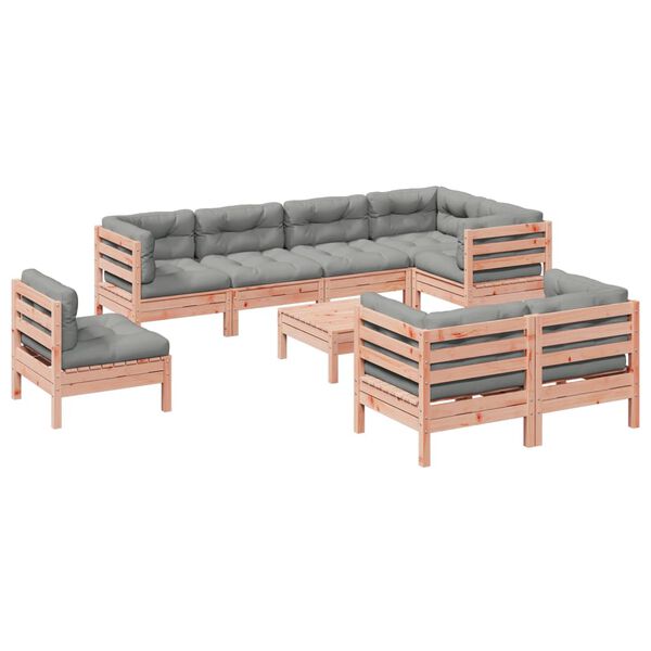 vidaXL Set Divani Giardino 9 pz Cuscini Legno Massello Abete Douglas