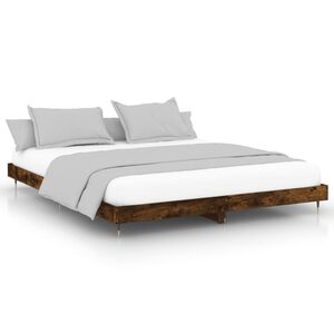 vidaXL Giroletto senza Materasso Rovere Fumo 200x200 cm in Truciolato