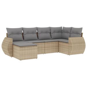 vidaXL Set Divano da Giardino 6 pz con Cuscini Beige in Polyrattan
