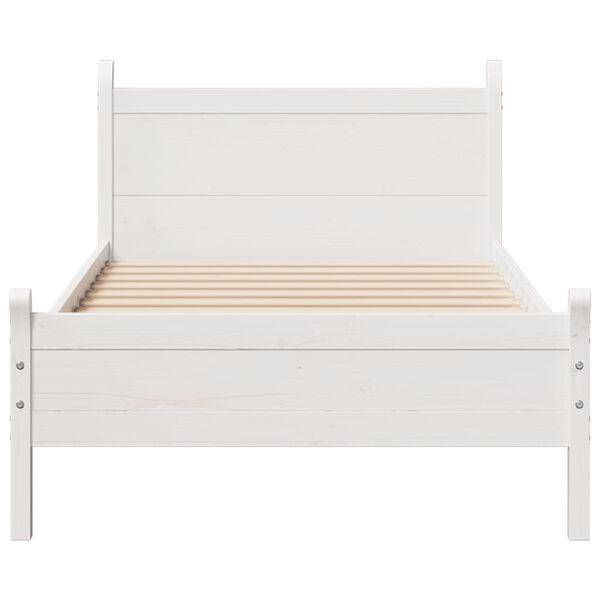 vidaXL Letto senza Materasso Bianco 75x190 in Legno Massello di Pino