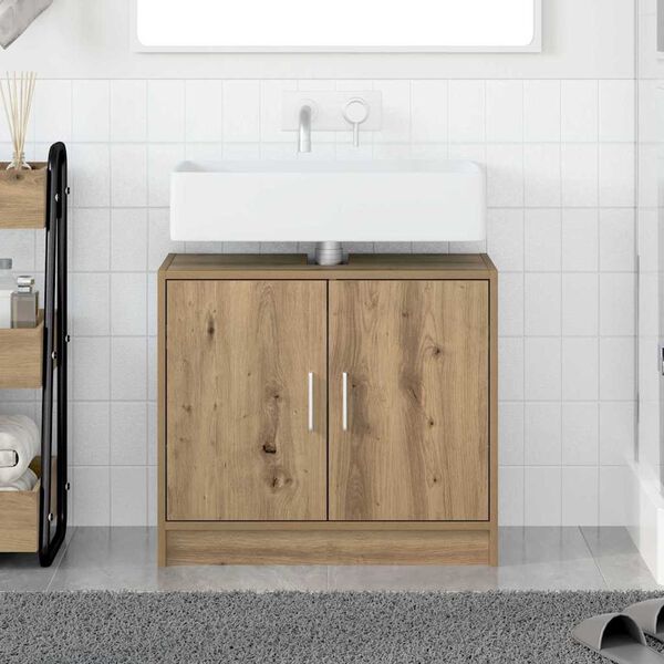 vidaXL Mobile da Bagno con porta Rovere artigianale 63 x 29 x 55 cm