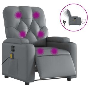 vidaXL Poltrona Massaggiante Elettrica Reclinabile Grigio Similpelle