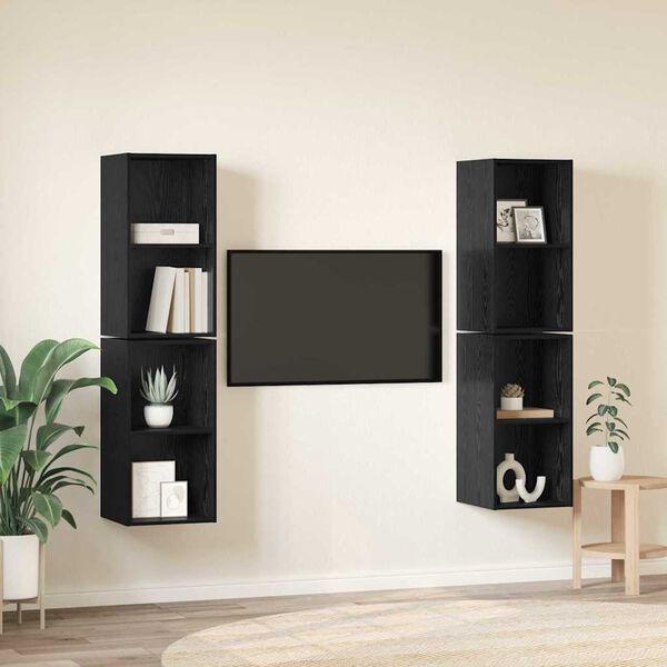 vidaXL Set mobile TV 4 pcs Rovere Nero 37 x 37 x 72 cm