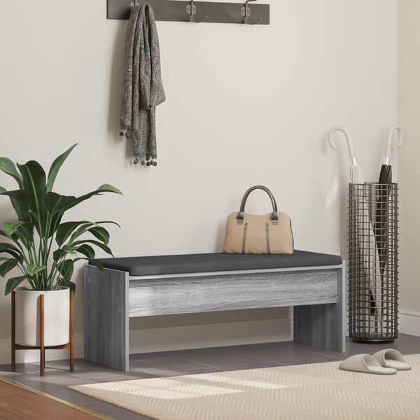vidaXL Panca per ingresso con cuscino Grigio Sonoma 103 x 38 x 40 cm