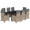 vidaXL Set Pranzo da Giardino 9 pz con Cuscini Beige Misto Polyrattan
