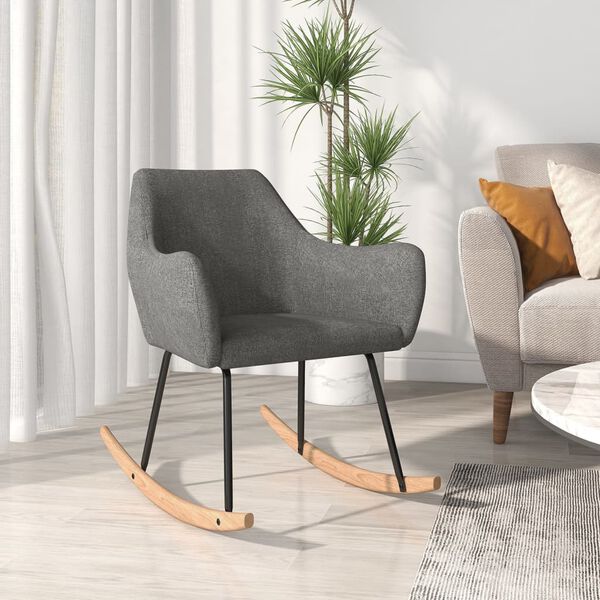 vidaXL Sedia a Dondolo Grigio Scuro in Tessuto
