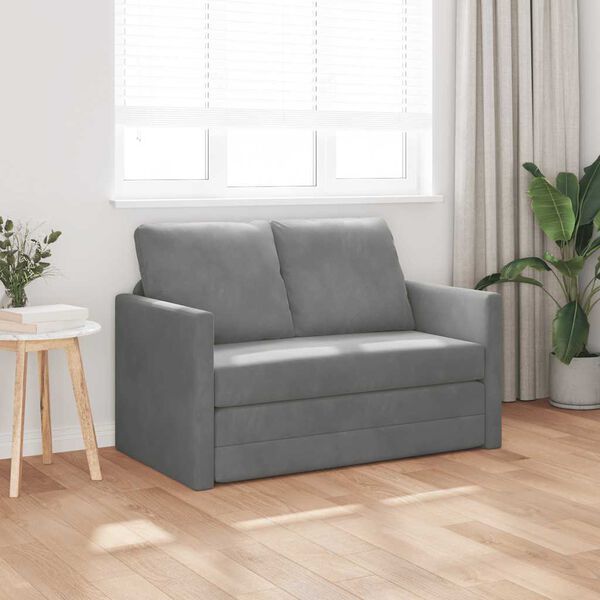 vidaXL Divano Letto da Terra 2 in 1 Grigio Scuro 122x204x55 cm Velluto