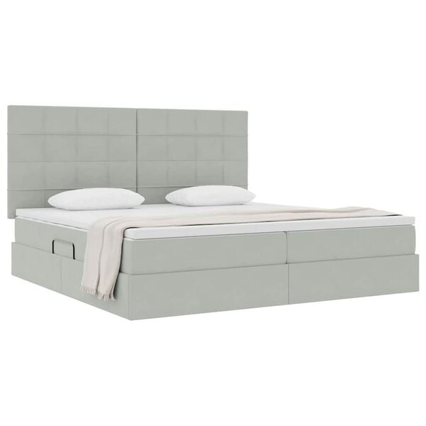 vidaXL Letto con contenitore e materasso Grigio chiaro 200 x 200 cm