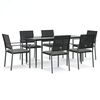 vidaXL Set Pranzo da Giardino 7 pz con Cuscini in Polyrattan e Acciaio