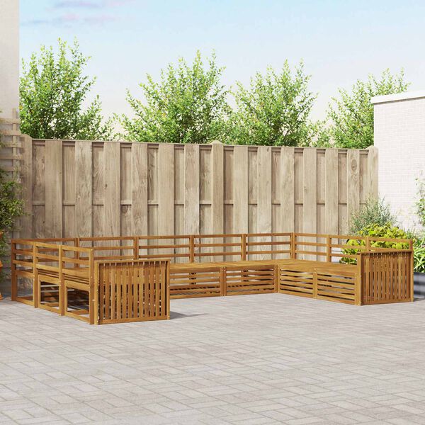 vidaXL Set divani 9 pcs Naturale Legno di Acacia Massello