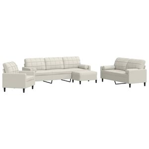 vidaXL Set di Divani 4 pz con Cuscini e Rinforzi Crema in Velluto