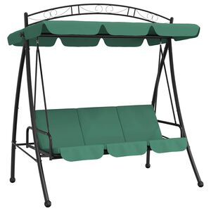 vidaXL Panca a Dondolo con Baldacchino Verde 198 cm Tessuto e Acciaio