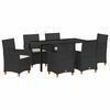 vidaXL Set da Pranzo per Giardino 7 pcs Nero polyrattan