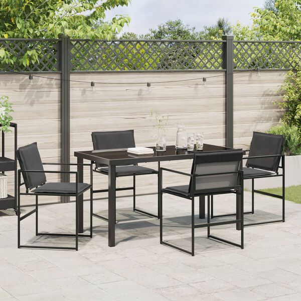 vidaXL Set da Pranzo per Giardino 5 pcs Nero Textilene e acciaio
