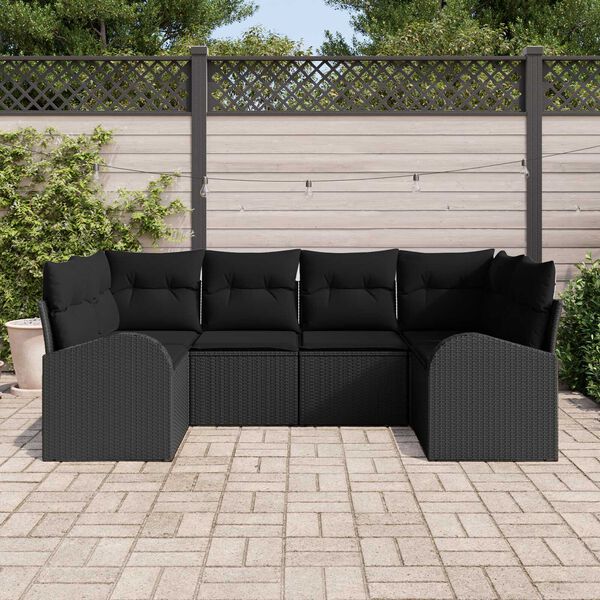 vidaXL Set Divano da Giardino 6 pcs Nero Rattan in Polipropilene