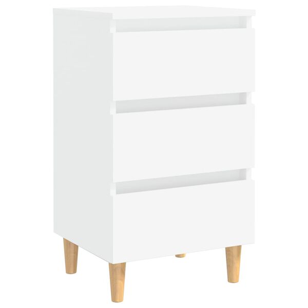 vidaXL Comodino con Gambe in Legno Massello Bianco 40x35x69 cm