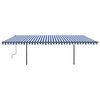 vidaXL Tenda da Sole Retrattile Manuale con LED 6x3 m Blu e Bianco