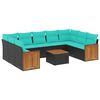 vidaXL Set Divani da Giardino 10 pz con Cuscini Nero in Polyrattan