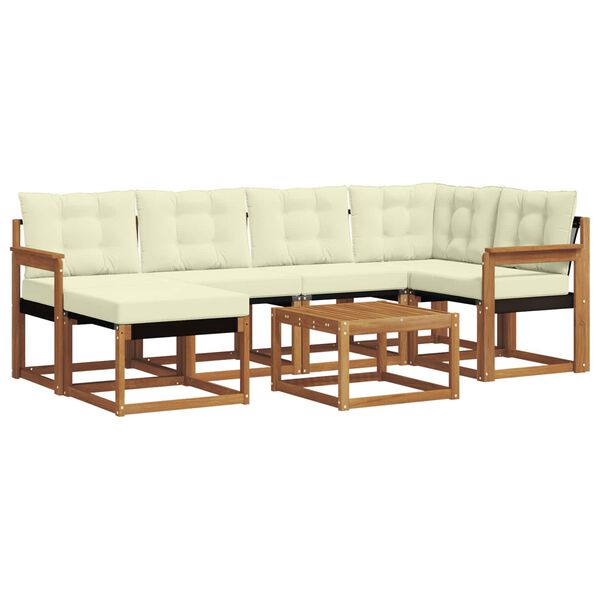 vidaXL Set di divani da esterno con cuscino 7 pcs Naturale e Crema