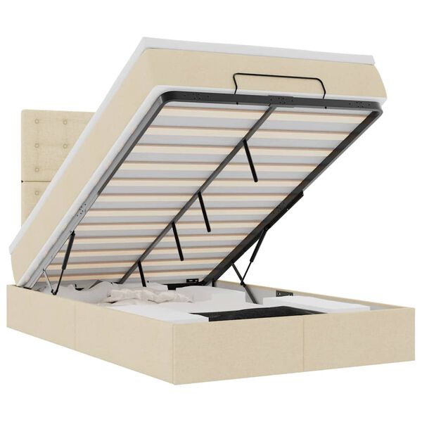 vidaXL Struttura Letto Pouf con Materasso Crema 120x190 cm in Tessuto