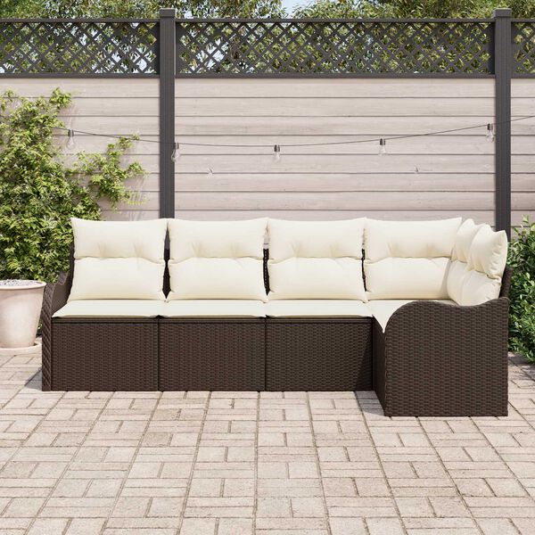 vidaXL Set Divano da Giardino 5 pcs Marrone polyrattan