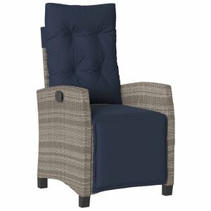 vidaXL Sedia Reclinabile da Giardino con Poggiapiedi Grigia Polyrattan