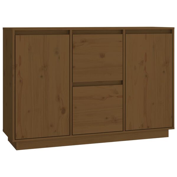 vidaXL Credenza Marrone ambra 111x34x75 cm in Legno Massello di Pino