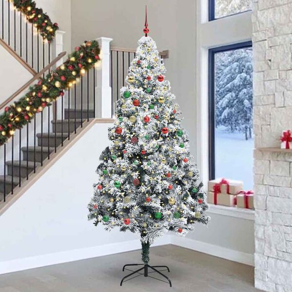 vidaXL Albero di Natale con 300 LED con supporto Bianco 300 cm PVC