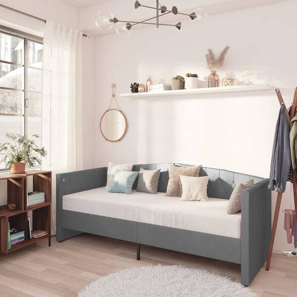 vidaXL Dormeuse con Materasso USB Grigio Chiaro in Velluto 90x200 cm