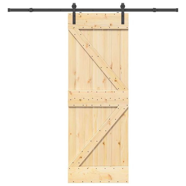 vidaXL Porta Scorrevole con Set Hardware 70x210 cm Legno Massello Pino